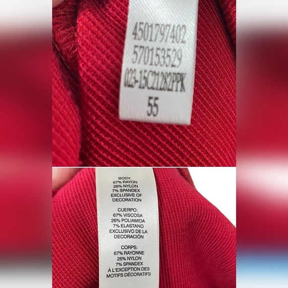 Chico's Stretch Knit Red Jacket. Size 3 (XL). Pockets. Hidden Snap buttons. - Picture 16 of 16